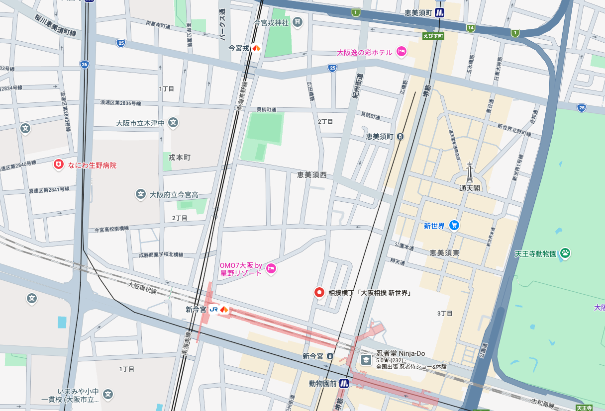 新世界・通天閣エリアマップ